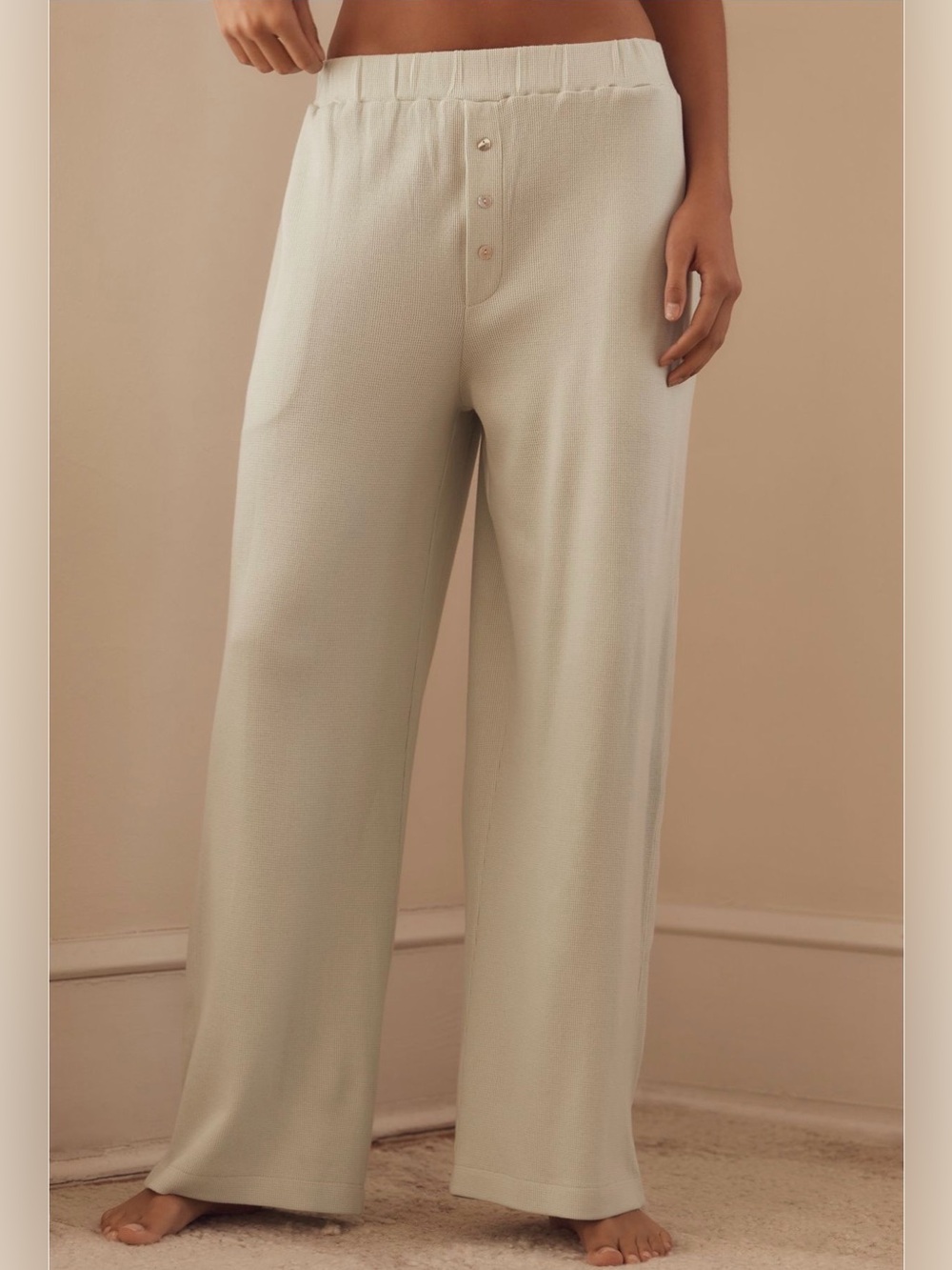 Anthropologie Knit Waffle Boxer Pants Wide-Leg - Mint Green NEW WITH TAGS!
